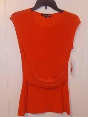 NWT women small coral orange cap sleeve top PReston & York
